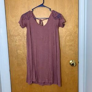 Aero Tee-shirt dress with lace detailing and tie-back